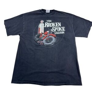 Hanes The Broken Spoke Saloon Motorcycle‎ Rally T-Shirt – Black, Men's L, US